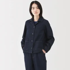 Clearance Muji Veste de travail en denim mélangé kapok pour femme