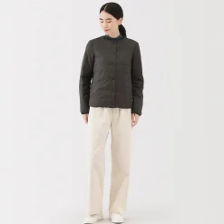 Muji Veste légère pliable en nylon recyclé sans col pour femme