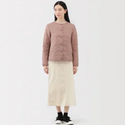 Muji Veste légère pliable en nylon recyclé sans col pour femme