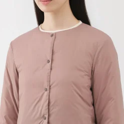 Muji Veste légère pliable en nylon recyclé sans col pour femme
