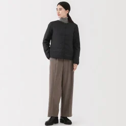 Muji Veste légère pliable en nylon recyclé sans col pour femme