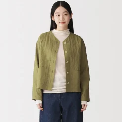 Clearance Muji Veste matelassée en gaze double de kapok mélangé pour femme