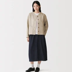 Clearance Muji Veste matelassée en gaze double de kapok mélangé pour femme