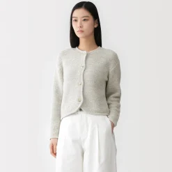 Muji Veste tricotée bouclée en mélange de coton pour femme