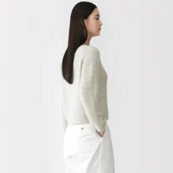 Muji Veste tricotée bouclée en mélange de coton pour femme