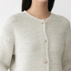 Muji Veste tricotée bouclée en mélange de coton pour femme