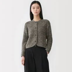 Muji Veste tricotée bouclée en mélange de coton pour femme